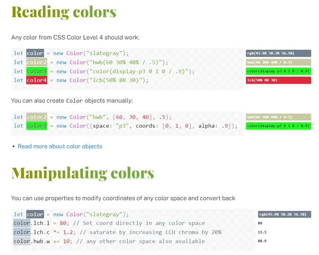 Color.js Color conversion & manipulation library